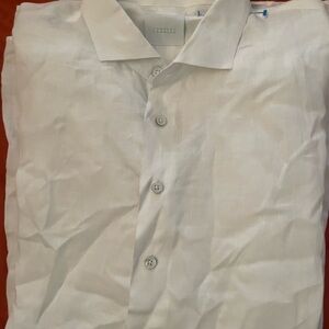 Men's White Button-Up Dress Shirt - Lightweight Collared Shirt